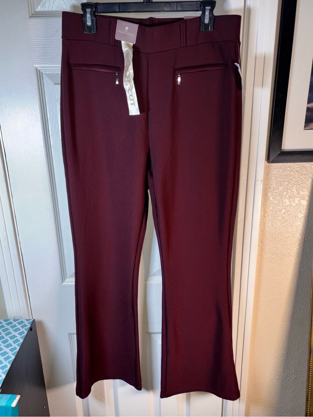 NWT Women's Stretch Bootcut Pants in Burgundy - Picture 3 of 10